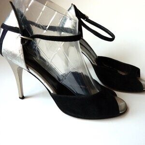 Madreselva Argentine Tango leather suede dance shoes heels silver black 6